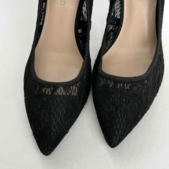 Karl Lagerfeld Paris Womens 9 M EU 40 Black Lace Pumps Roxana Pointed Toe Heels - Picture 4 of 15